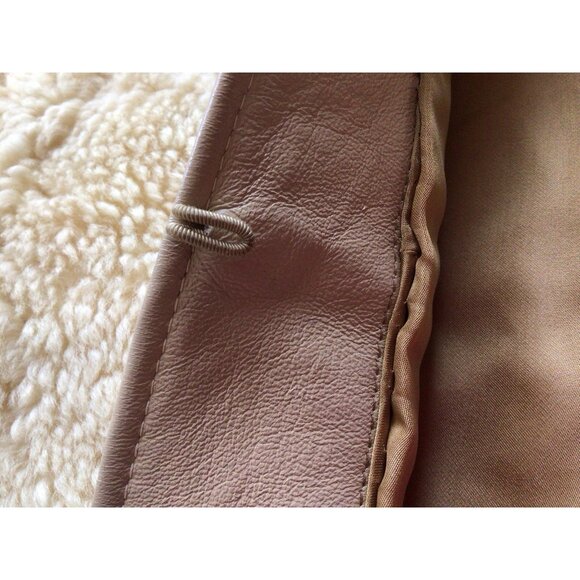 Vintage 1960’s Sherpa Leather Vest Al Thompson of Portland Men’s Beige Flaw M/L - Picture 14 of 15